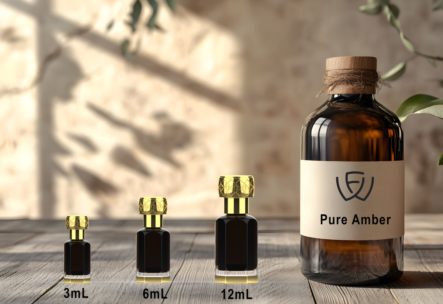 Pure Amber 12mL, Single Note 100% Pure Amber Perfume Oil (0.40 fl oz), Alcohol-Free